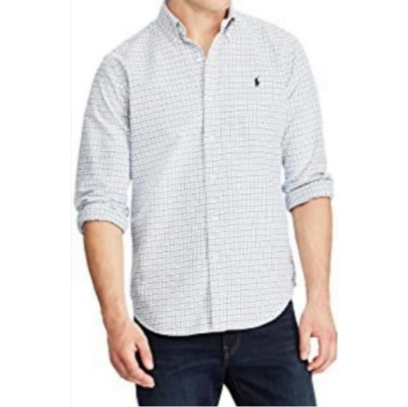 Ralph Lauren Tattersail Long-Sleeve Oxford Shirt- White/Black - Picture 15 of 15